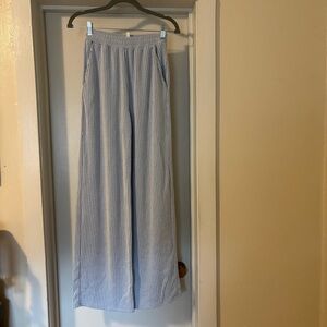 Willow&Root Blue and White Striped Wide Leg Flowy Pants